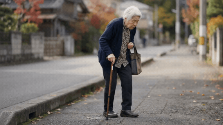 老人が歩いている姿